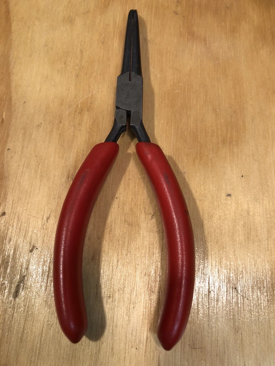 Snap-On E704CG Red rubber handle precision needle nose pliers made in USA GM