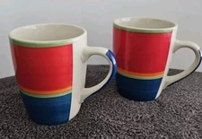 Royal Norfolk Mambo Stoneware Mugs Coffee Cups Set Of 2