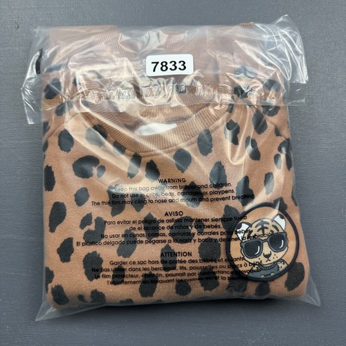 Hux Kids Girls Animal Print Sweatshirt Size 8 Brown Leopard Crewneck Pullover - Picture 12 of 12