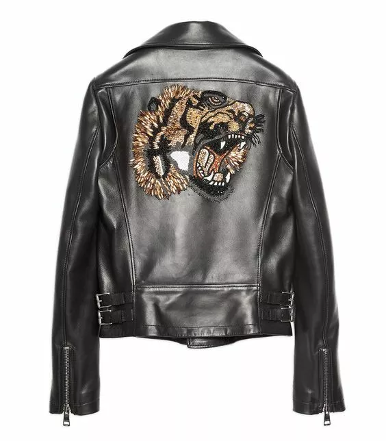 Gucci Leather Jacket with Tiger Embroidery Back Black ref.305525 - Joli  Closet