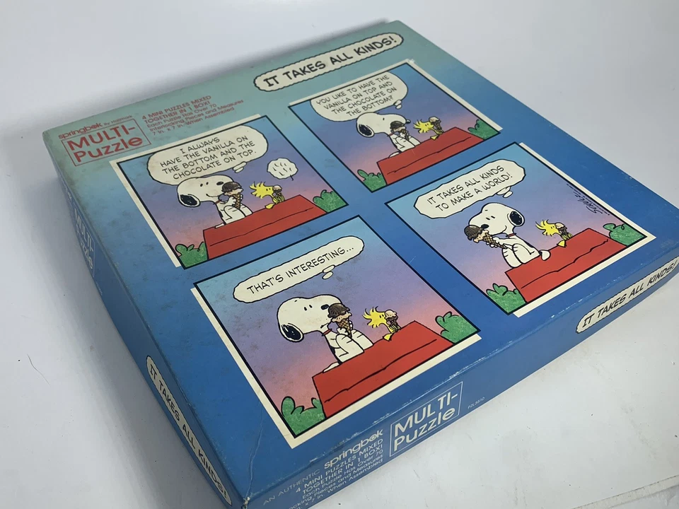 VINTAGE - Springbok by Hallmark Peanuts Snoopy Multi-Puzzle ( over 70 Pcs each) - Imagem 3 de 4