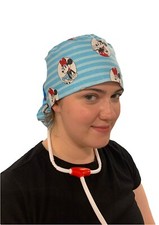Mickey Mouse Blue - Nurses Medical Hat, Ponytail Cap SATIN LINED