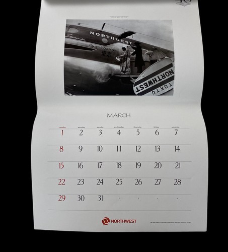 1987 NORTHWEST AIRLINES Large Wall Calendar 40 Years Across Pacific 21” x 13” - Picture 1 of 19