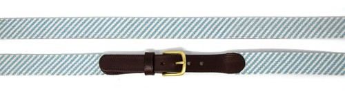 Seersucker Needlepoint Belt - Hand stitched on full grain leather backing - Picture 4 of 5