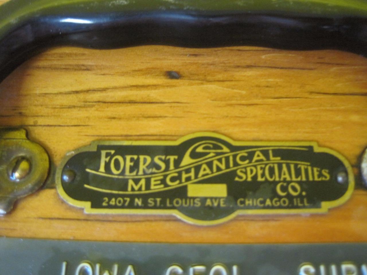 SUPER RARE FOERST MECHANICAL SPECIALTIES SURVEY GEOLOGICAL IN WOODEN