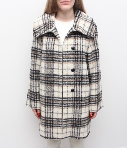 Women's Cinzia Rocca Icons Alpaca Wool Plaid Long Coat Overcoat RARE US4 UK8 ~S - Picture 7 of 13
