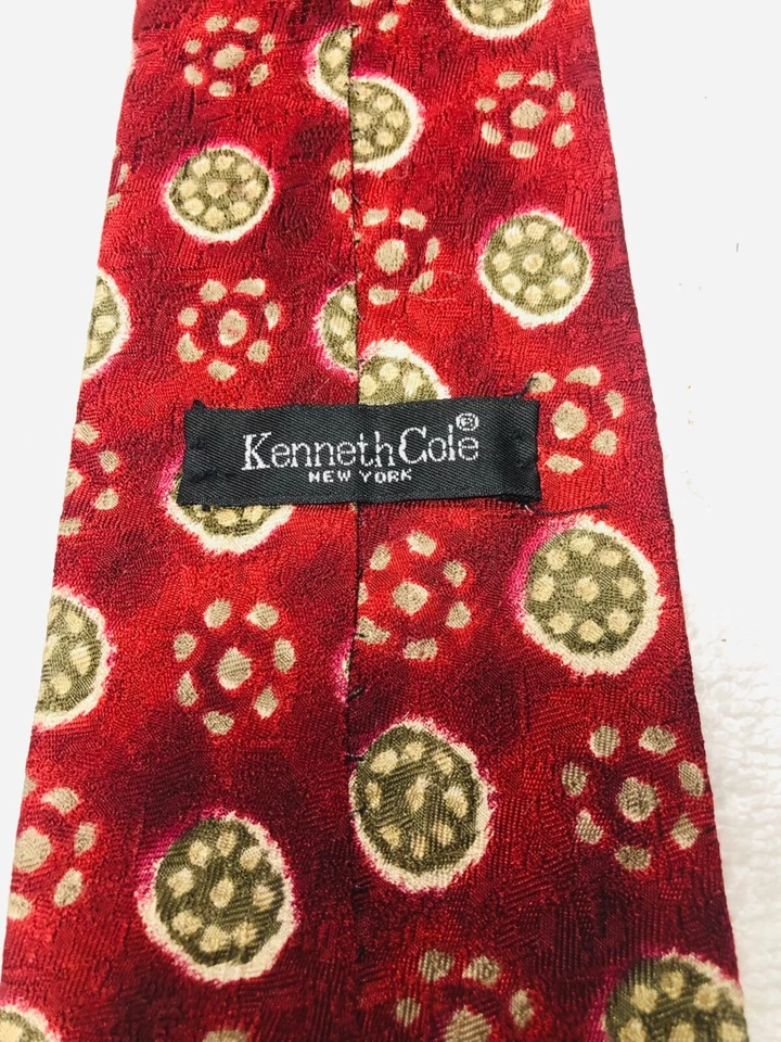 CORBATA HOMBRE KENNETH COLE ROJA CON JADE VERDE BEIGE GRIS 4 X 60 Foto 4 de 4