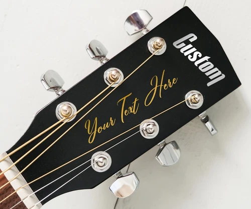 Custom Guitar Headstock Vintage Style Sticker Decals Silver Chrome & Satin Gold