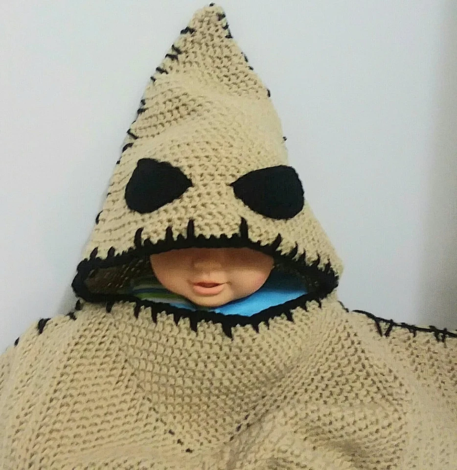 Nuevo Oogie Boogie Hecho a Mano Crochet 0-3 Meses Halloween Disfraz Bebé Acurrucado  Foto 4 de 4