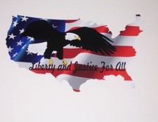 Liberty & Justice 4 ALL American Flag Decal Sticker Sizes 2 fit Cup Golf Cart RV