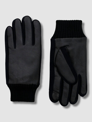 $78 Calvin Klein Men's Black Solid Mix-Media Gloves Size Large
