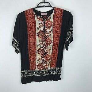  TUGU  AGUNG  Tunic Blouse Size L Batik  Solo Rayon Short 