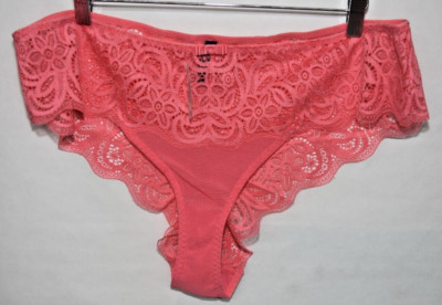 NWT Adore Me Salmon Rose Lace Cheeky Bikini Panty 2XL 2X Discreet Shipping