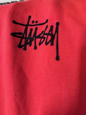 Stussy Basic Crew Sweatshirt Red Large New W/O Tag CUT TAGS *Read
