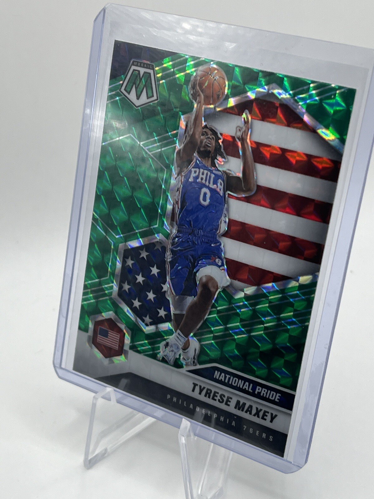 Tyrese Maxey Green Reactive National Pride RC ! 2020-2021 Mosaic Maxey!