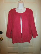NEW NWT CHICOS JACKET BLAZER TOP SZ 2 HOT PINK TEXTURED LINED HOOK FRONT