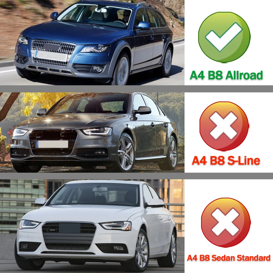 For Audi A4 B8 B8.5 Allroad 2.0L 2010-2015 Honeycomb Front Fog Light Grill Bezel Foto 3 de 4