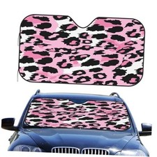 Car Windshield Sun Shade Auto Sunshade for Car One Size Leopard Print Pink