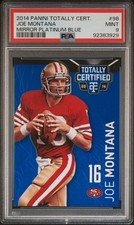 2014 PANINI TOTALLY CERTIFIED MIRROR PLATINUM BLUE #98 JOE MONTANA 2/10 PSA 9