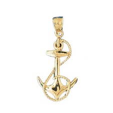 Ship Anchor Charm Pendant 14k Gold