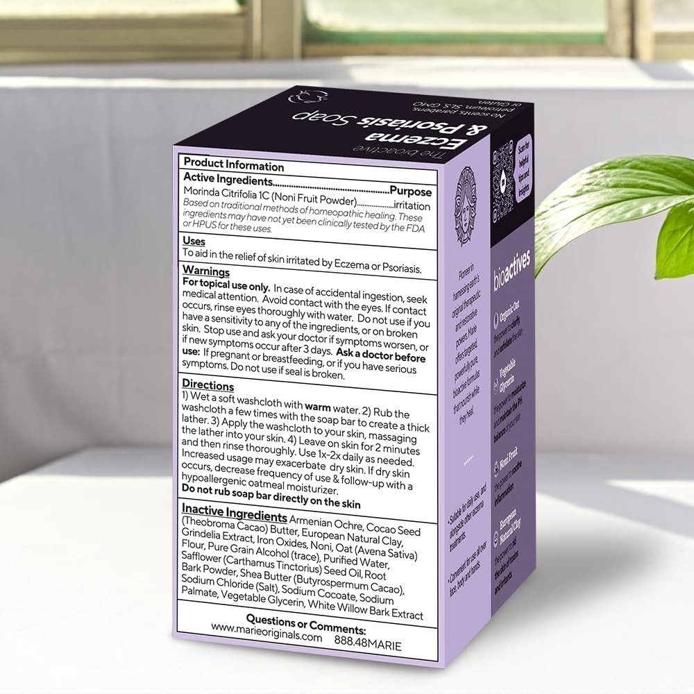 Marie Originals Natural Eczema & Psoriasis Oatmeal Soap for Face & Skin (2 Pack)
