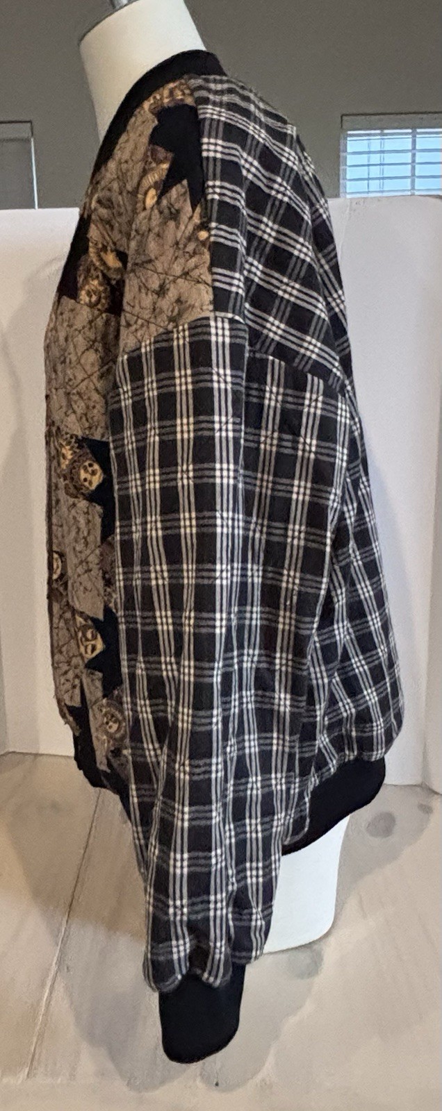 Patchwork Quilt Star Bomber Jacket Plaid Sleeve S… - image 12