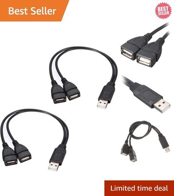 Dual USB Female Jack Y Splitter Adapter 2-Pack for Efficient Charging