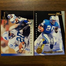 2 Barry Sanders LIONS 1997 Pinnacle X-PRESS #11 & #140 NFL Football Cards