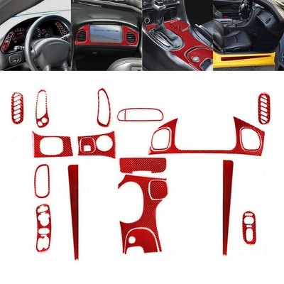 20pcs Red Carbon Fiber Full Kits Sticker Trim Sets For Corvette C5 98-2004