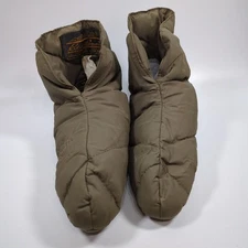 Vtg Eddie Bauer Medium Goose Down Slippers Green Camp Bootie House Shoe 70s-80s