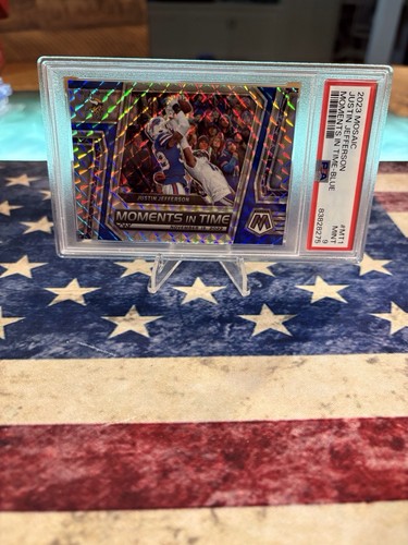2023 Panini Mosaic Justin Jefferson Moments In Time Blue /99 #MT-1 PSA 9