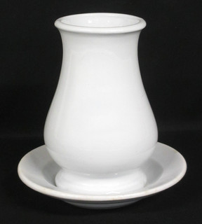 Antique English Unmarked Plain Round White Ironstone Brush Vase 5 1/4"T Ca 1880s