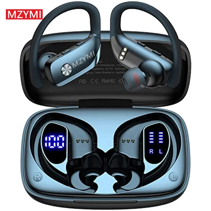 MZYMI T16 Wireless Bluetooth 5.3 Sports Ear Hook Headphones with Stereo Sound for Running