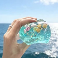 Squishy Ocean Shell Stress Ball Cube Sensory Fidget Toy Sea Gifts, 1 Pack 5.5cm