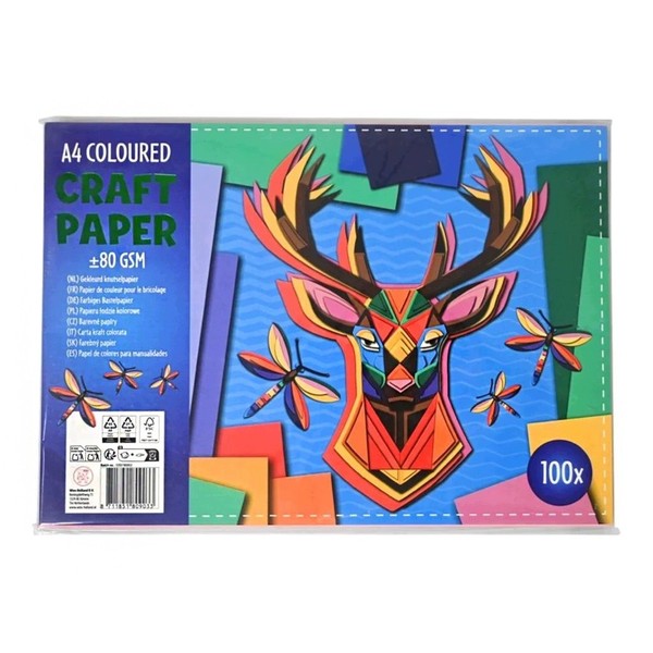 Farbiges Papier A4 FüR Bastelarbeiten, 5 Farben, 100 Blatt, 80 G/M²-image