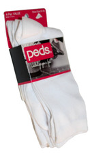 Peds Women's White 4-Pair Crew Socks 9048 Shoe Size 5-10