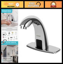 Touchless Bathroom Faucet - Automatic Sink Tap, Polished Finish, Battery Operate