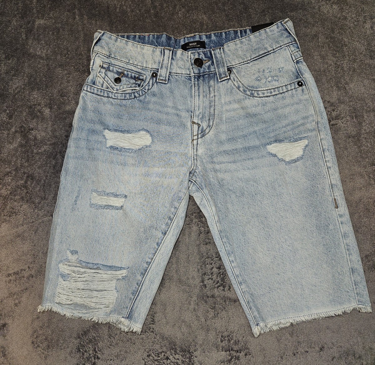 True Religion Ricky Shorts Men 30 Relaxed Straight Distressed 