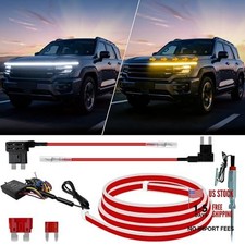 Sequential Dynamic Scan LED Hood Light Strip for Cars, Dual 70 inch white amber