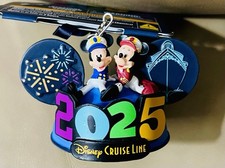 Disney Parks 2025 Cruise Line Captain Mickey Minnie Mouse Ear Hat Ornament DCL
