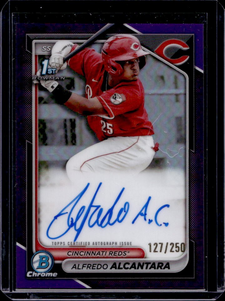 2024 Bowman Chrome Alfredo Alcantara Auto Purple Refractor 1st Prospect #127/250