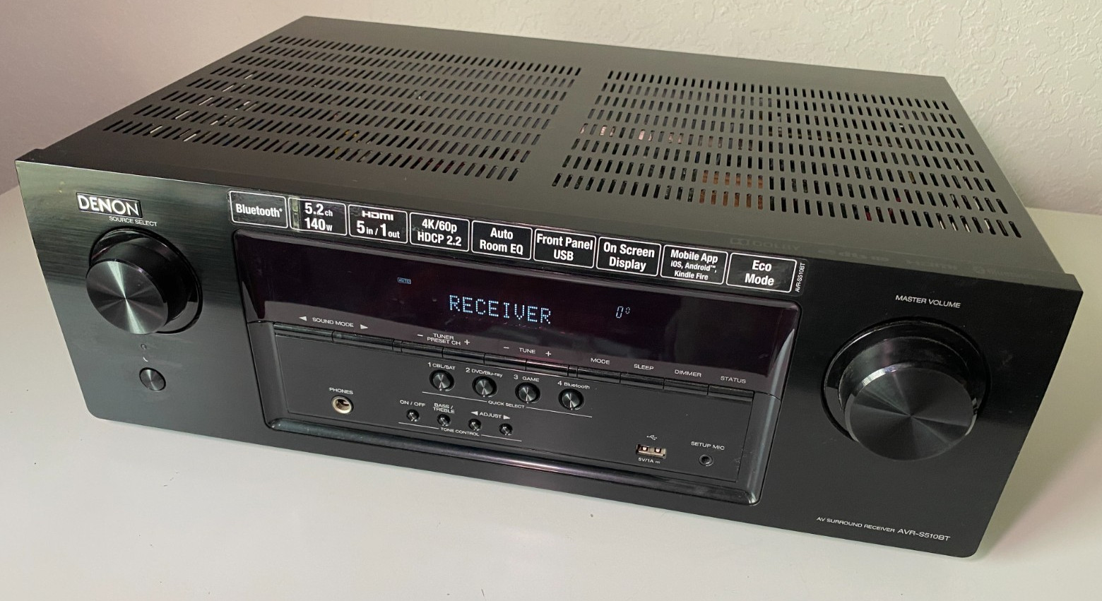 Denon AVR-S510BT Home Theater Receiver 5.2 Channel, 4K Bluet