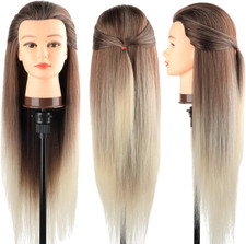 Testa per Parrucchieri, 26" Testina Parrucchiere Capelli 100% Sintetica Morbidi
