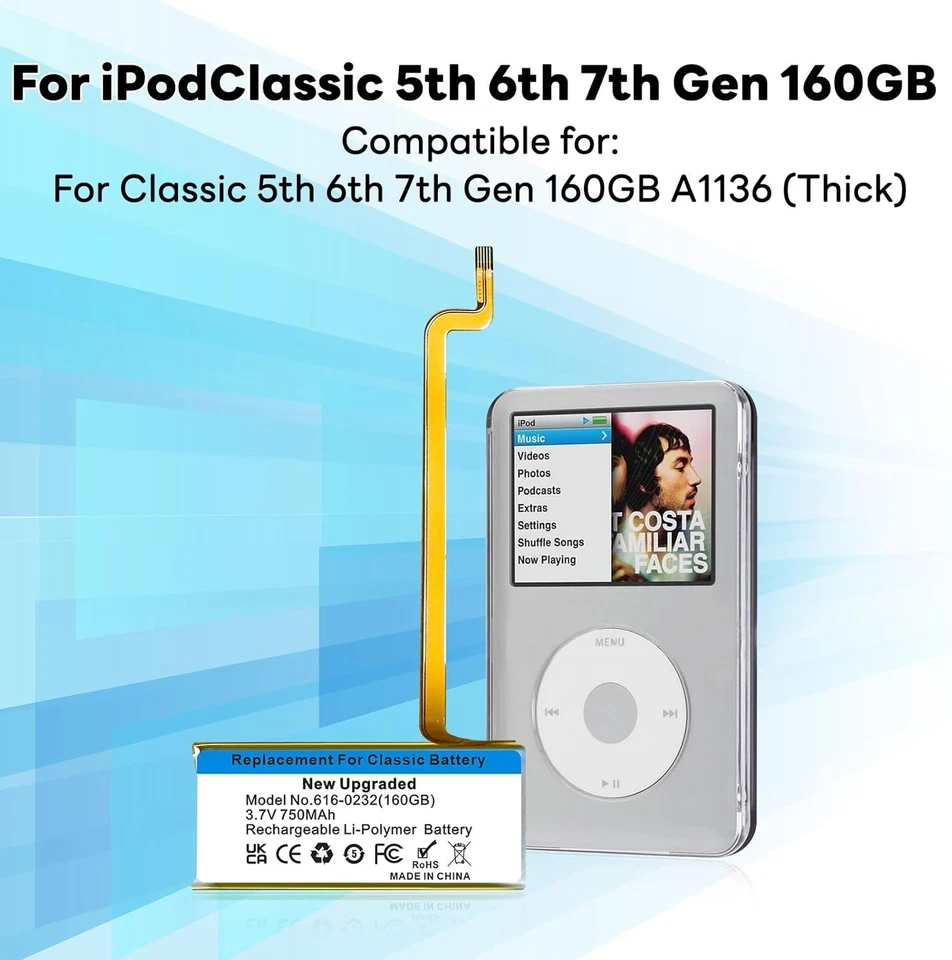 Actualización Repuesto Batería 750mAh 616 0232 Compatible con iPod 5º 7º Foto 2 de 4