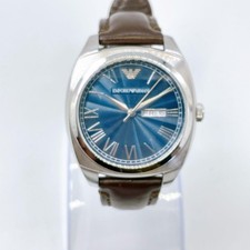Emporio Armani AR-1940 Quartz Watch Blue Dial Leather Strap Vintage Great