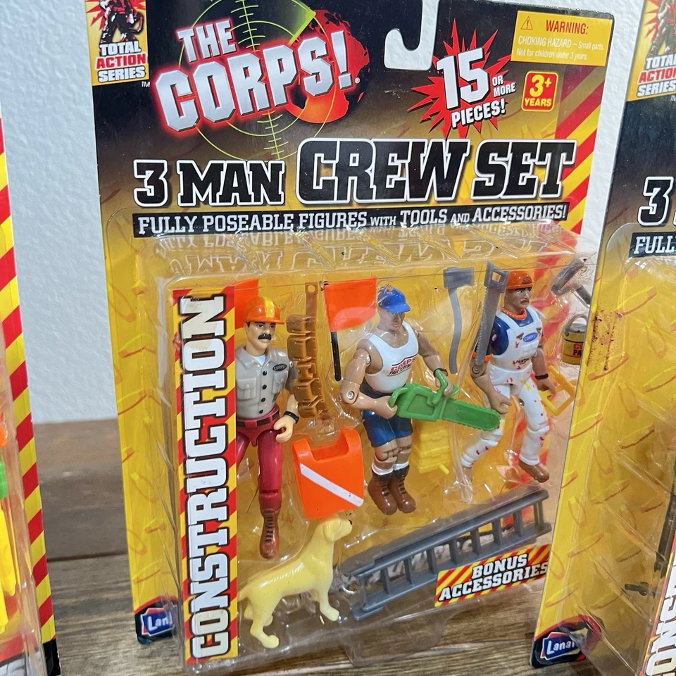 The Corps CONSTRUCTION 3 Man Crew 3.75" Figura Soldador Constructores Lanard 2000 Set 3 Foto 3 de 4