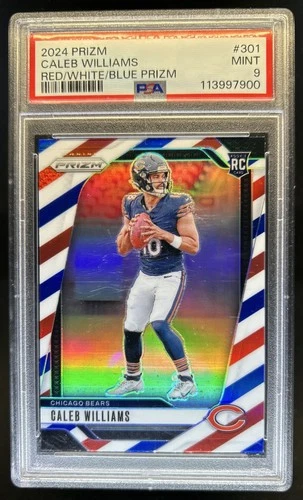 2024 Prizm Caleb Williams RC Red White and Blue Rookie #301 Bears PSA 9