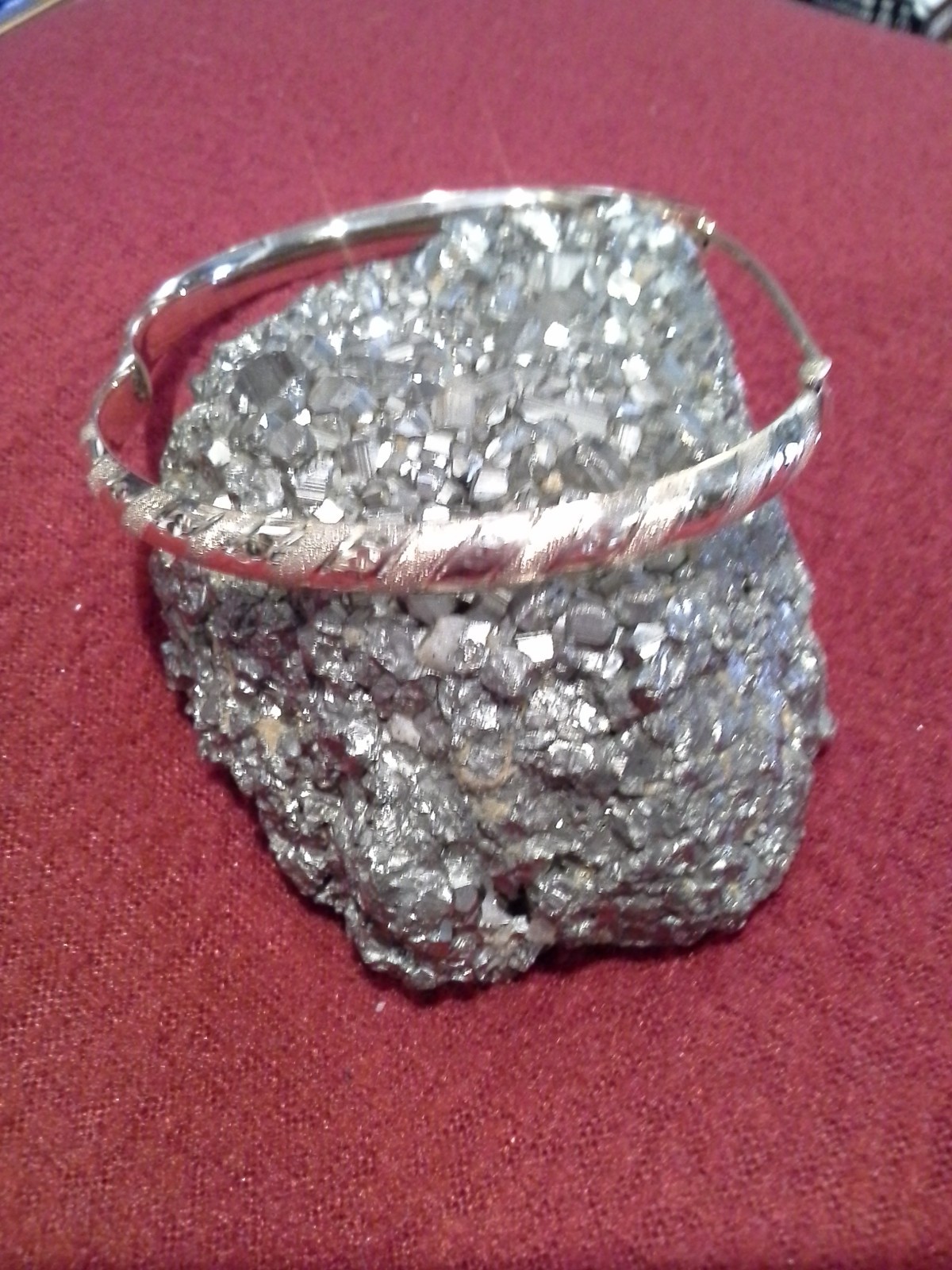 Solid  14K Yellow Gold Bangle Hinged Bracelet Las… - image 1