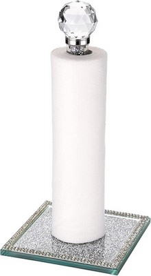 BTSKY Glitzernder Papierhandtuchhalter aus Glas mit Kristallsteinen, für Küche