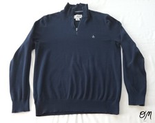Penguin Munsingwear Pullover Men's Classic Navy Blue Quarter Zip 100 Cotton - M